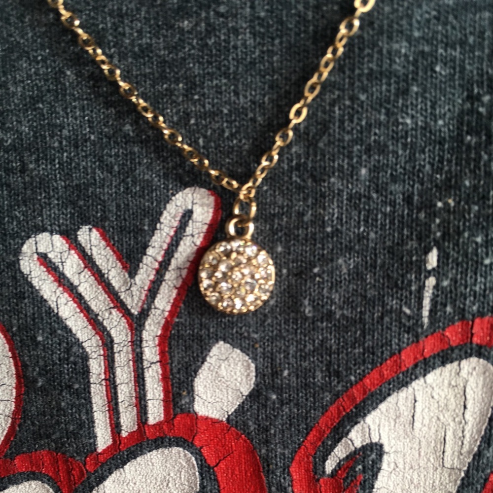Silver diamond charm necklace